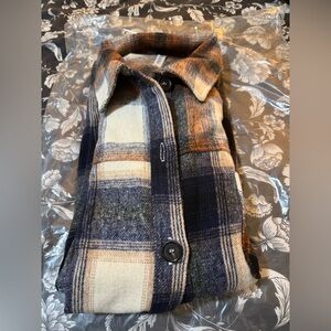 Zenana Plaid Flannel Shacket in Navy Rust XL